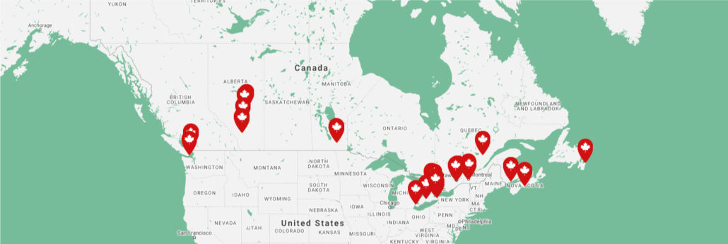 Map of Furniture Banks in Canada